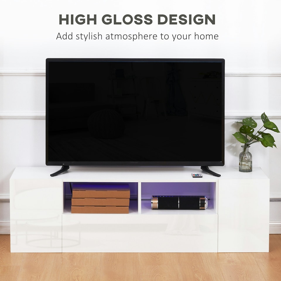 image 1 of HOMCOM TV Unit Cabinet for TVs up to 60" TV Stand with LED Lights