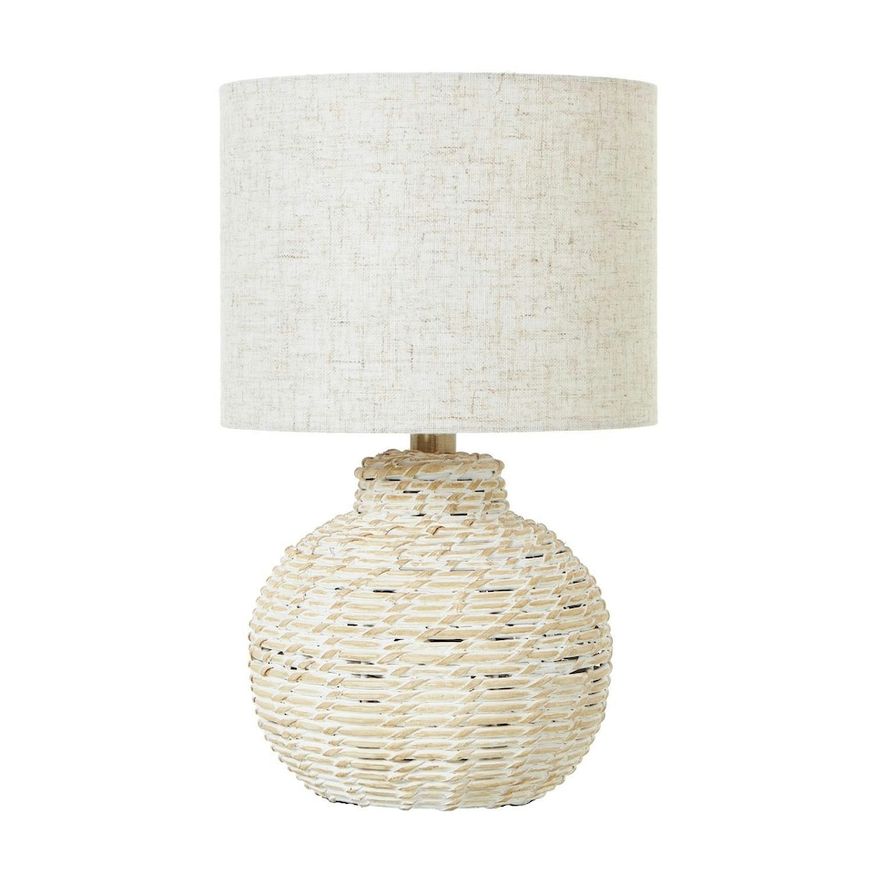 image 1 of Hill Interiors Bulbous Wicker Table Lamp (UK Plug) - Brown - 61cm x 40cm x 40cm