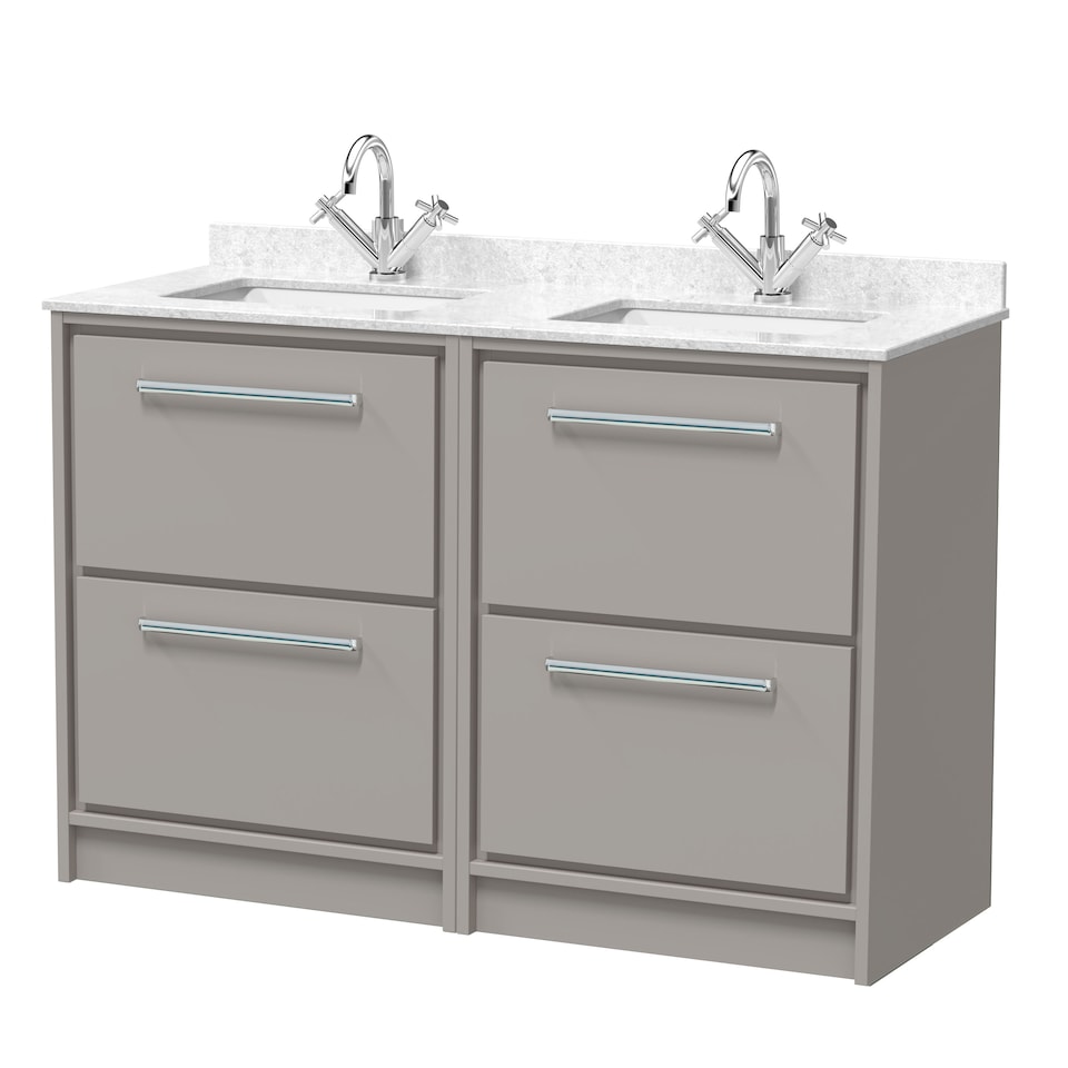 image 1 of Balterley Framed Design Floor Standing 4 Drawer Vanity with Marble Worktop Basin | Grey | Pebble Grey | 878 x 1220 x 470mm