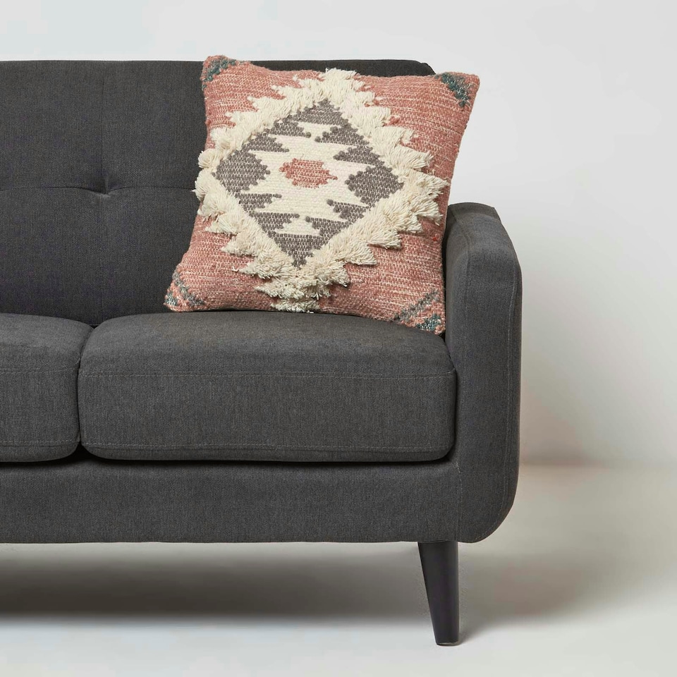 image 1 of Homescapes Pali Handwoven Traditional Kilim Cushion - 45 x 45 cm Pink