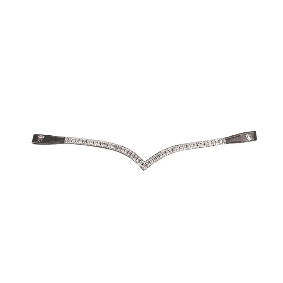 Hy ProPresicce Signature Leather Curved Horse Diamante Browband | Black | Black/Silver | Pony | 1