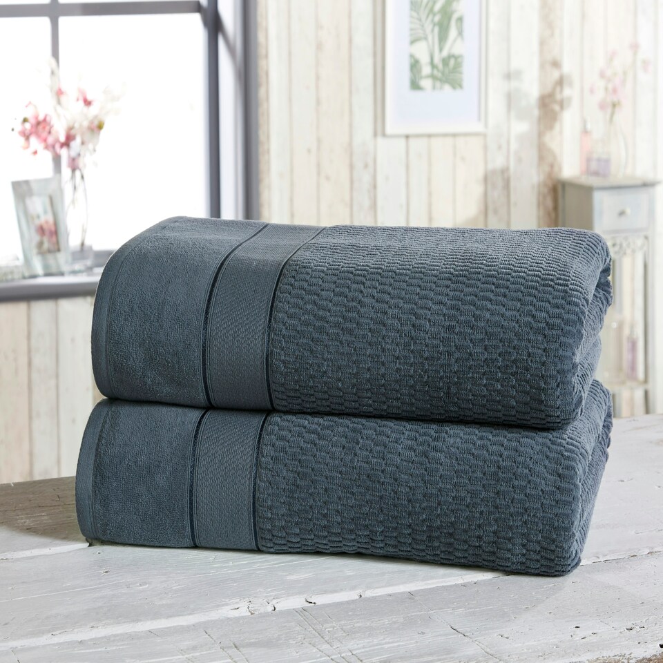 image 1 of Royal Velvet Pure Cotton Bath Towels Super Soft and Absorbant Blue | Bath towel