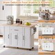 image 6 of VILUXE Mobile Kitchen Island with Foldable Worktop, Hidden Cutlery Drawer, Large Drawer, Adjustable Shelves, Door Racks, Towel Rack, Spice Rack and 5 Wheels, White and Natural Wood