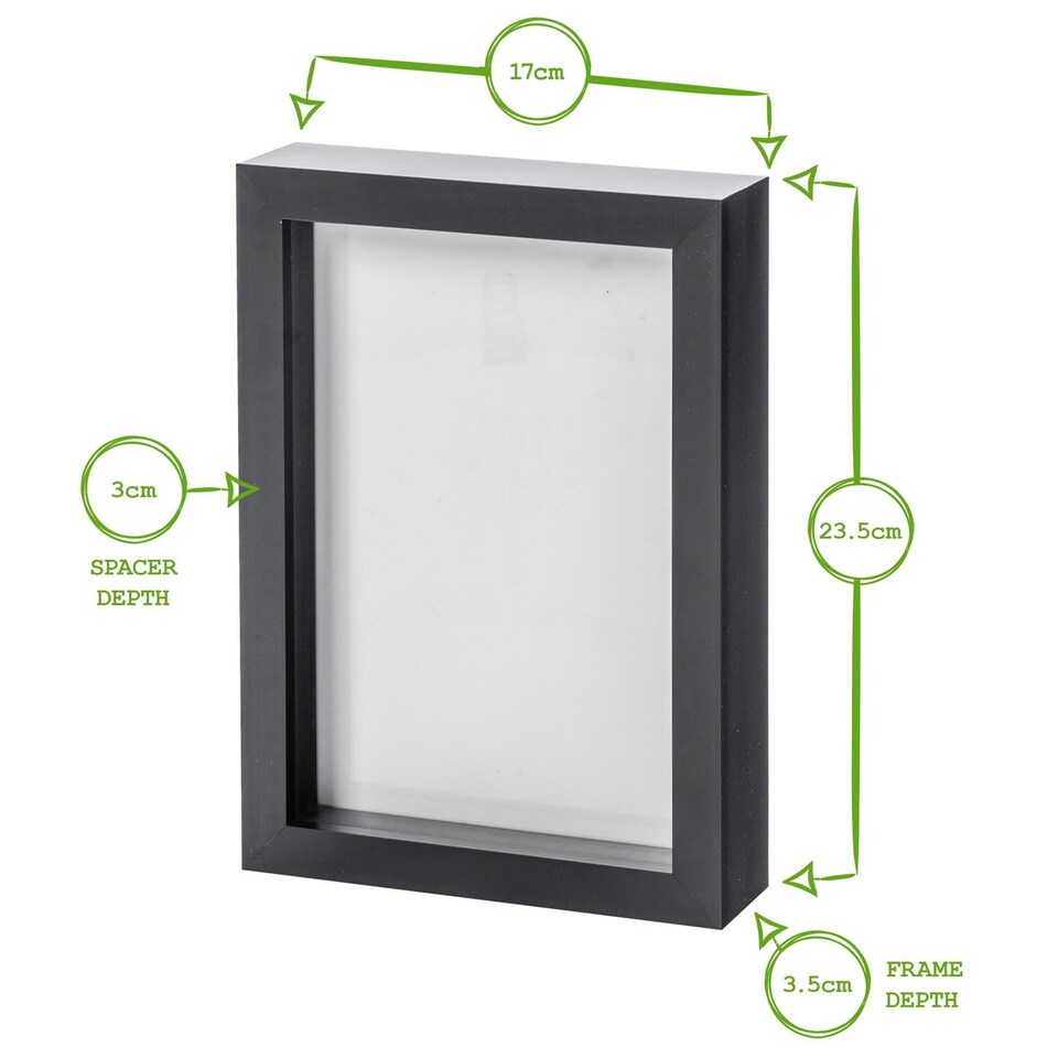 image 1 of Nicola Spring A5 (6 x 8") Photo Frame - White - 3D Photo Frame Picture Frame Box Portrait Display Case (23.5 x 17cm)