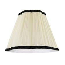 Ivory White Victorian Pleated Faux Silk Lamp Shade with Black Trims Black