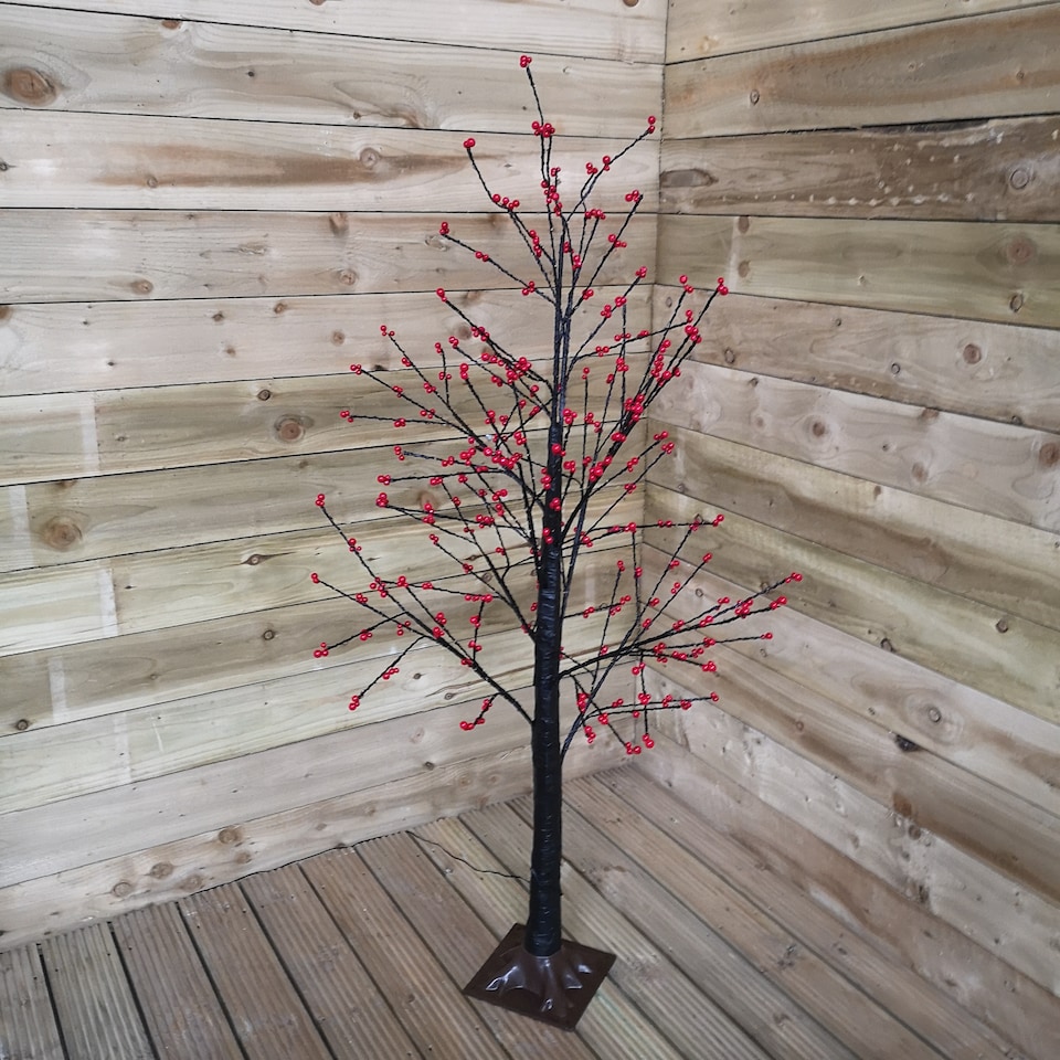 image 1 of 150cm 5ft Christmas Lit Black Twig Berry Tree 500 Warm White LED