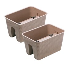 Square Ratolla Railing Plant Pot - 22.5x27.2x27.2cm | Brown | Mocca & Set of 2 | 2