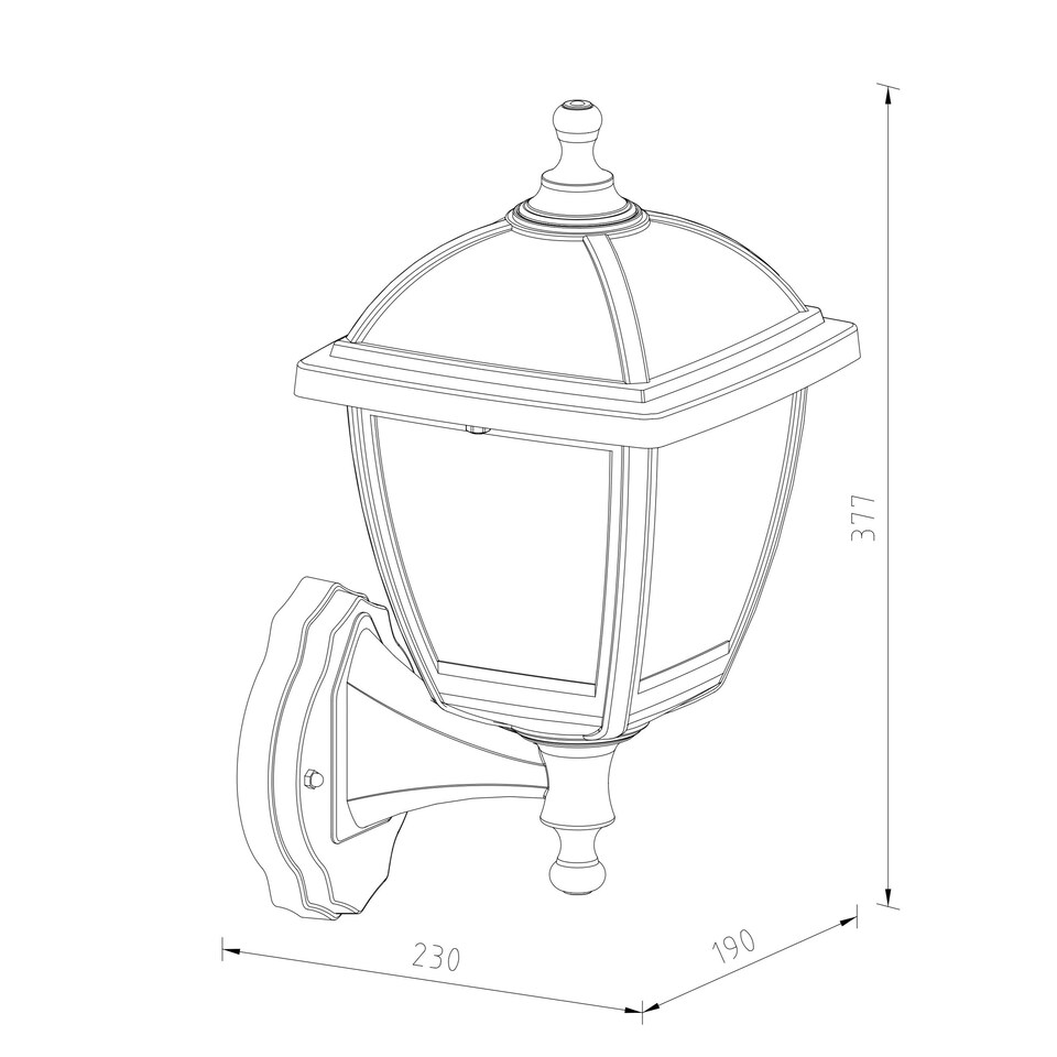 image 1 of CGC MYRA Large Black Outdoor Wall Lantern Light with Clear Diffuser IP44 Polycarbonate Coastal