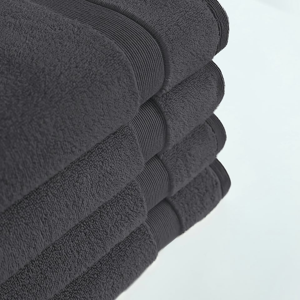 image 1 of 100% Cotton Charcoal Hand Towels (Pack of 4) Black | Charcoal | Hand towel