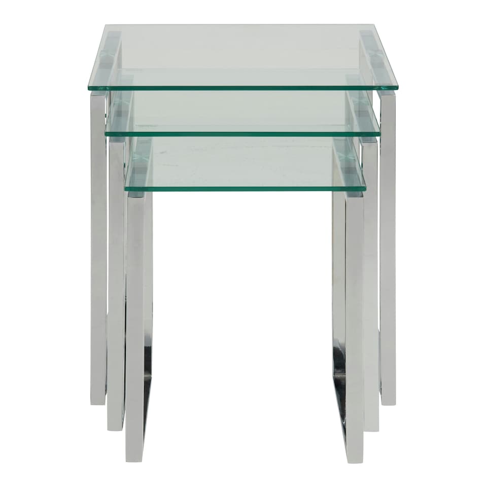 image 1 of Katrine Nest of Tables with Glass Top Set of 3