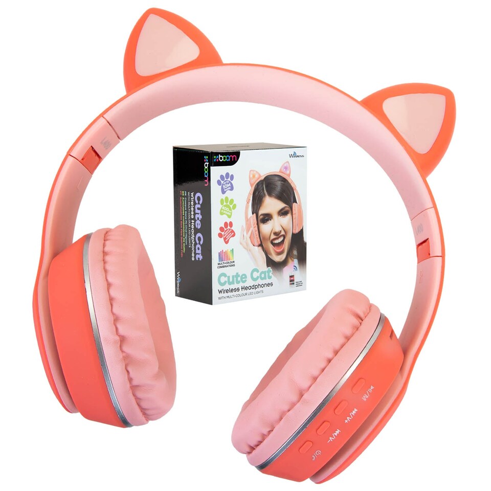image 1 of VFM e-Store Cat Wireless Headphones Pastel Cat Ears - Foldable, Padded, Rechargeable 400 mAh