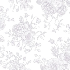 Sample of Romantic Roses Wallpaper in Lavender on White Multi