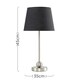 image 3 of ValueLights Theydon Brushed Silver Table Lamp with Small Black Tapered Shade and E14 Golfball LED 4W Warm White 3000K Bulb Black
