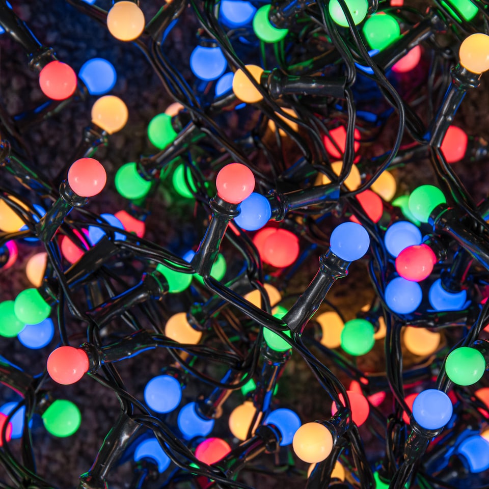image 1 of 7.5m 300 LED Multi-Action Christmas Frosted Cap Berry String Lights with Timer in Multi-Coloured