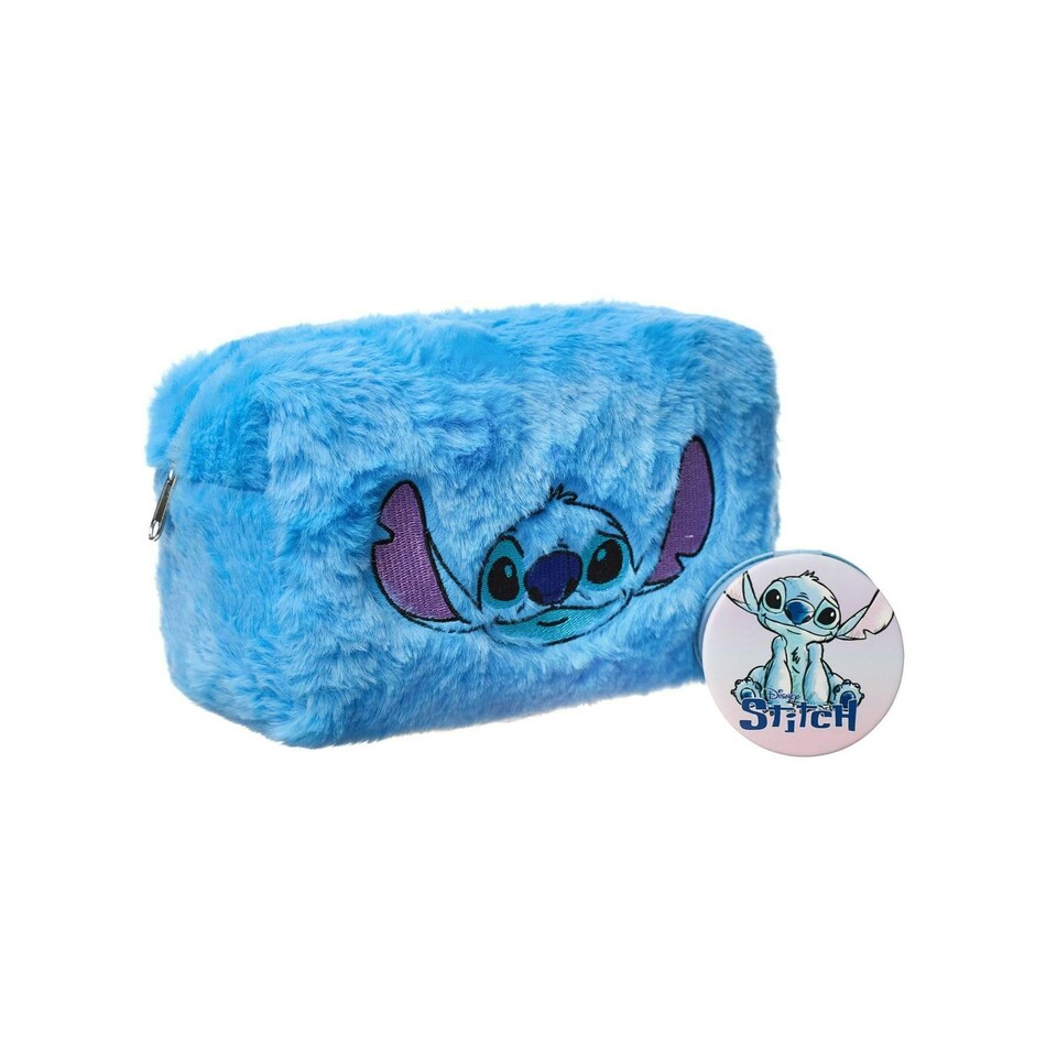 image 1 of Lilo & Stitch Character Face Make-up Bag & Mirror - Blue - One Size