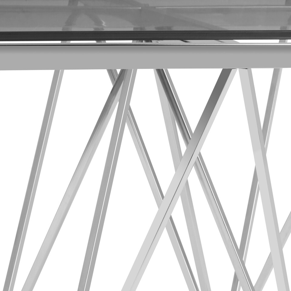 image 1 of Sleek Spike Base Coffee Table, Silver Finish Modern Coffee Table For Livingroom, Durable Decorative Table Silver
