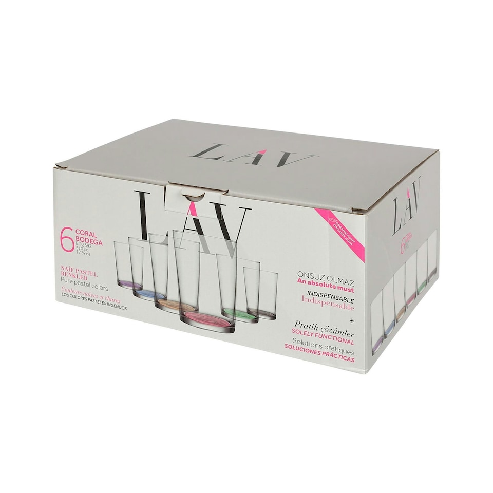 image 1 of LAV Bodega Highball Glasses - 520ml - Colour Base - Pack of 6 Multi