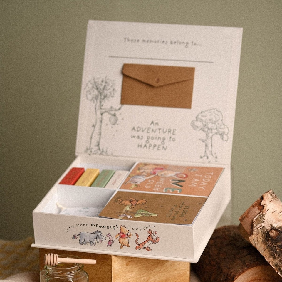 image 1 of Disney Winnie the Pooh Keepsake Box with Milestone Cards