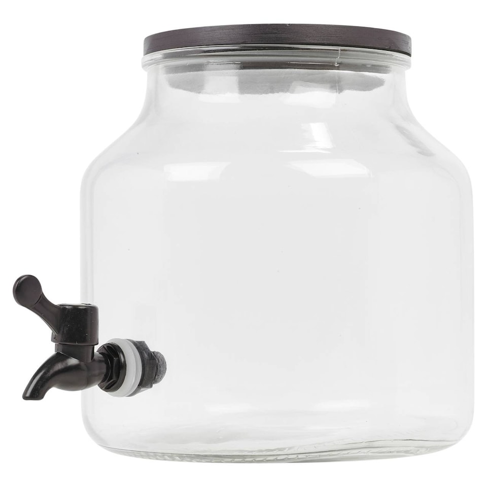 image 1 of 5.2L Glass Beverage Dispenser with Tap & Wooden Lid