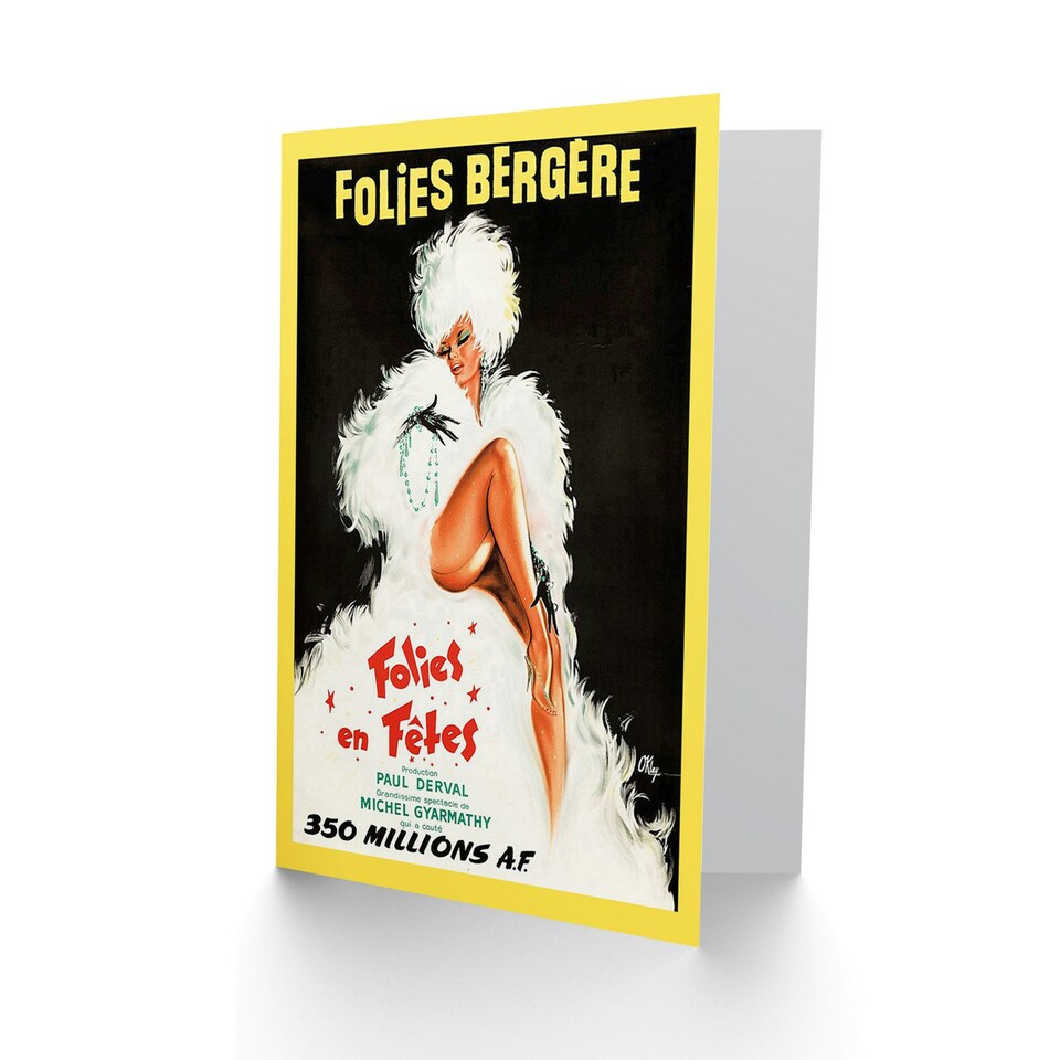 image 1 of Ad Theatre Cabaret Folies Bergere Dancer Art Card