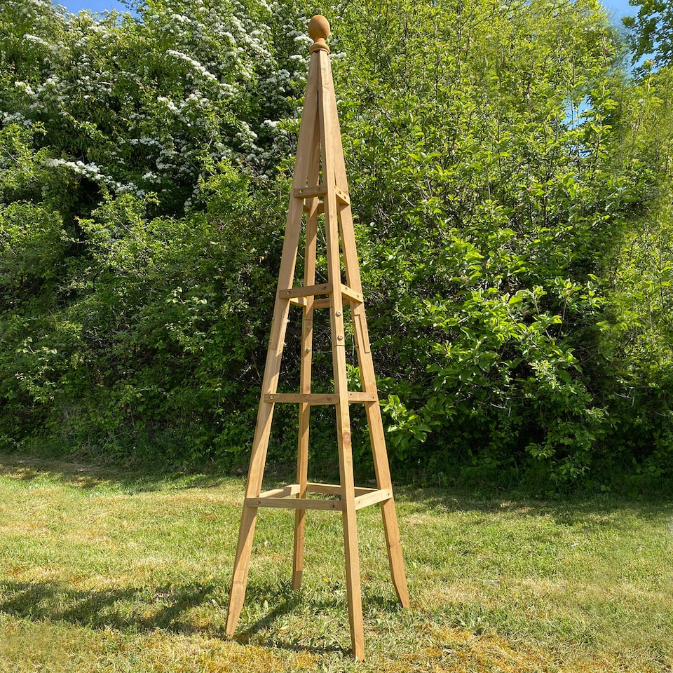 image 1 of Wooden Garden Obelisk Plant Support for Climbers (1.5m tall) - Pack of 2