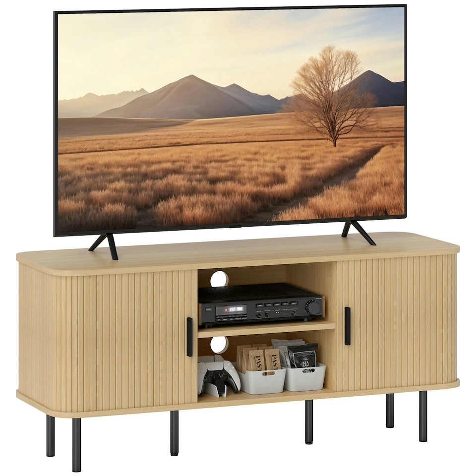 image 1 of HOMCOM TV Unit for Living Room, TV Stand, Oak Tone