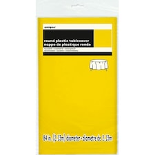 Unique Party Round Plastic Plain Tablecover - Yellow - One Size
