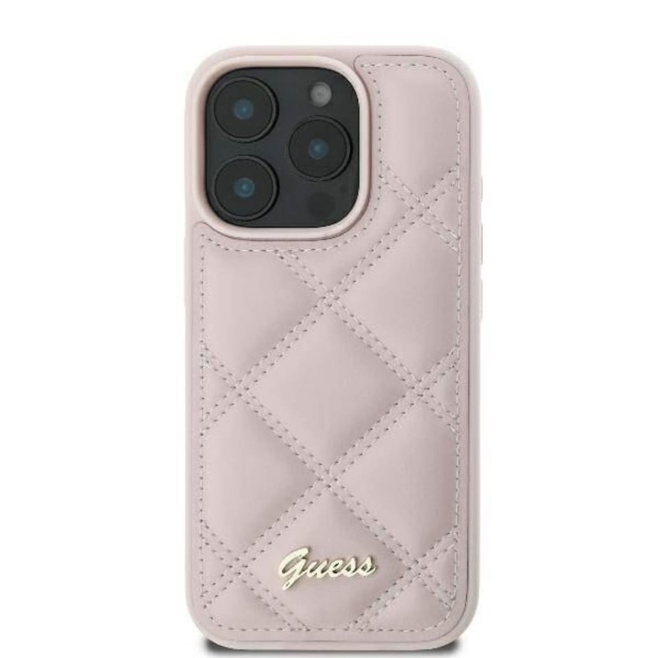 image 1 of Guess Quilted Metal Logo Case for iPhone 16 Pro Max 6.9 Pink