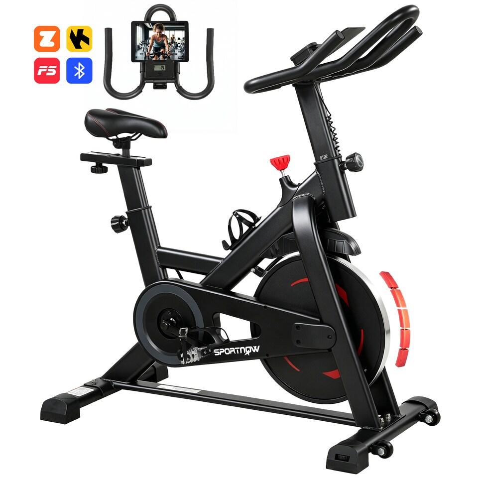 image 1 of SPORTNOW Exercise Bike for Home with Smart APP, 0-100% Magnetic Resistance
