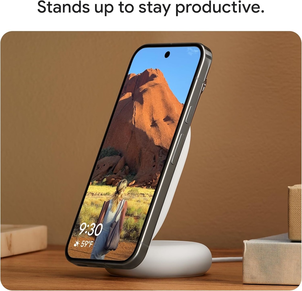 image 1 of Google Pixelsnap 25W Qi2 Wireless Charger with Stand Snow Fog - GA10042-WW