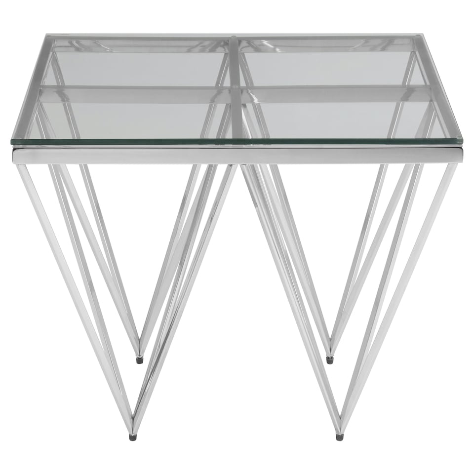 image 1 of Sleek Spike Base Coffee Table, Silver Finish Modern Coffee Table For Livingroom, Durable Decorative Table Silver