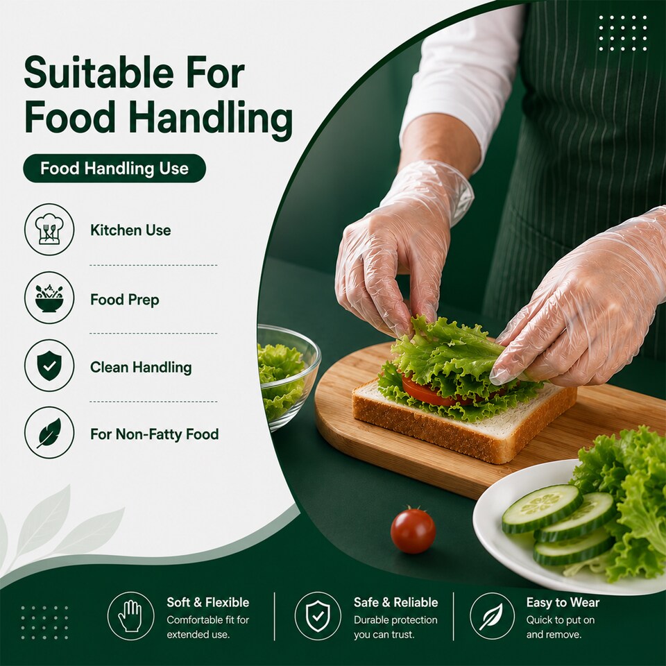image 1 of ECONX Clear Vinyl Gloves Latex Free And Powder Free Food Safe For Catering Multi-Purpose General Use Medium Size x 500pk