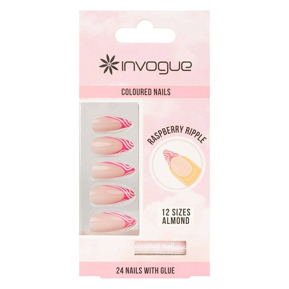 image 1 of Invogue Raspberry Ripple Almond Nails - Pack of 24