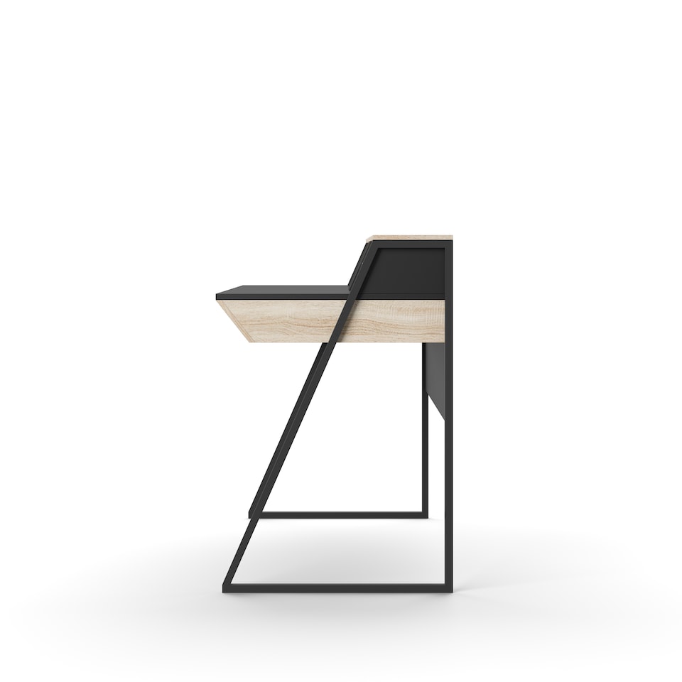 image 1 of Salcombe Desk in Black Light Oak Look | Black | Black and light oak