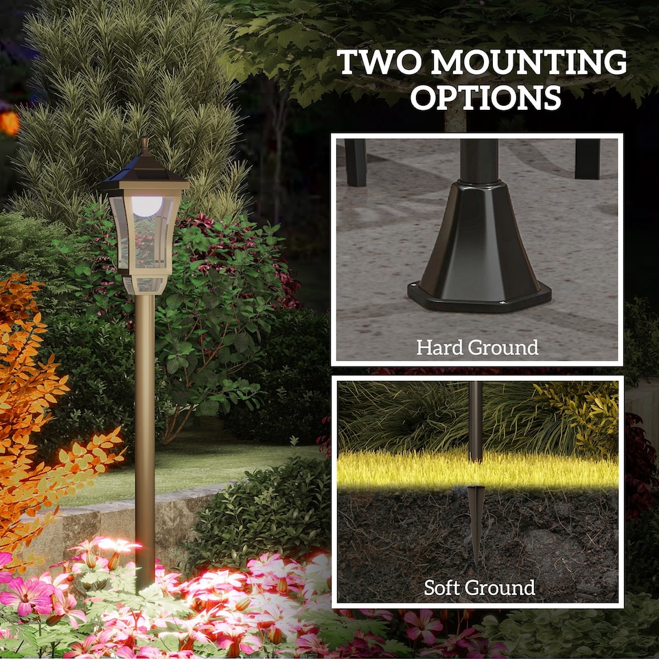 image 1 of Outsunny 1.3 m LED Garden Lamp Post Light, Waterproof IP44, Cool White | Black | Black