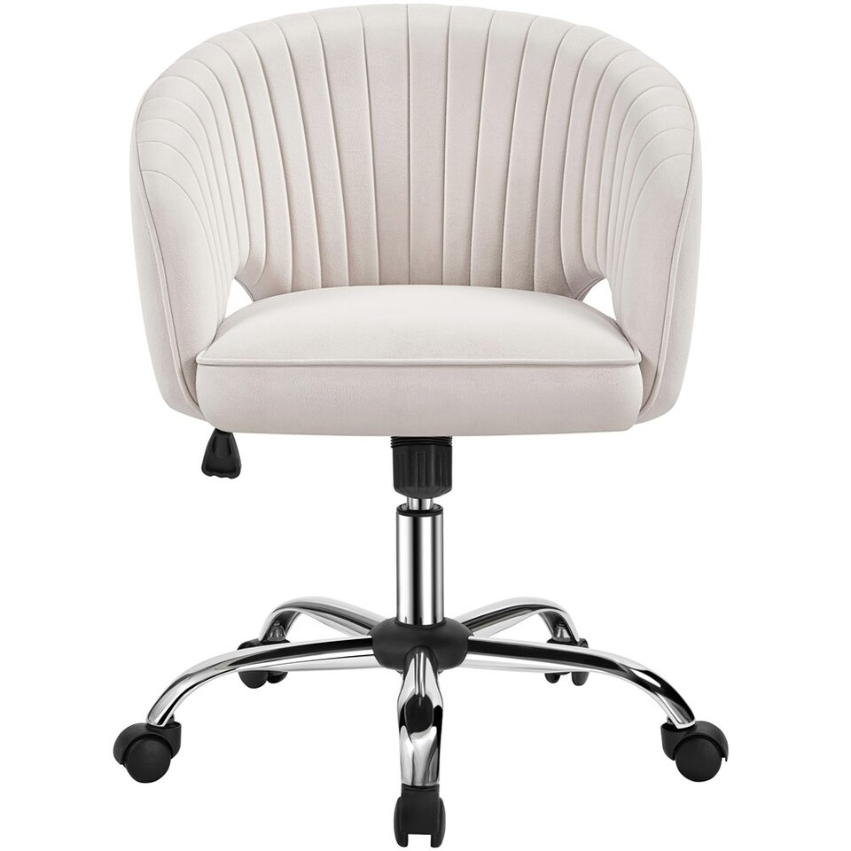image 1 of Yaheetech Swivel Home Office Chair with Tufted Barrel Back Grey | Dark Grey