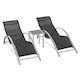 image 1 of Outsunny 3 Pieces Lounge Chair Set Garden Sunbathing Chair Black