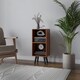 image 2 of 2-Tier Cube Display Cabinet with Scandinavian Legs | Brown | Teak & Black | 1