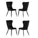 image 1 of Set of 4 New York Modern Velvet Dining Chairs with High Back, Black Metal Legs Black | Silver End Tips