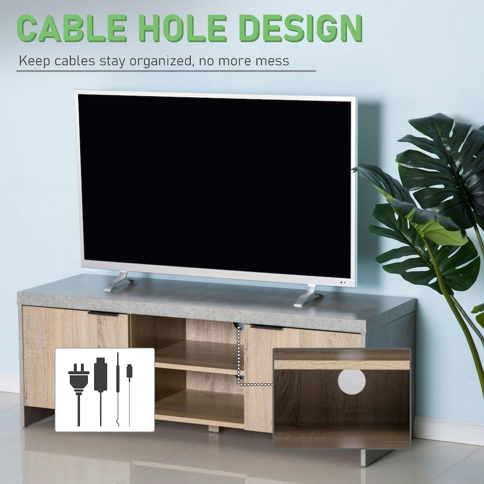 image 1 of HOMCOM Wooden TV Stand Cabinet Home Furniture Entertainment Unit Storage Shelves