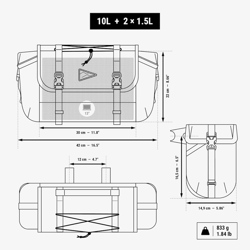 image 1 of Decathlon 10 litre Bikepacking Handlebar Bag, ADVT 500