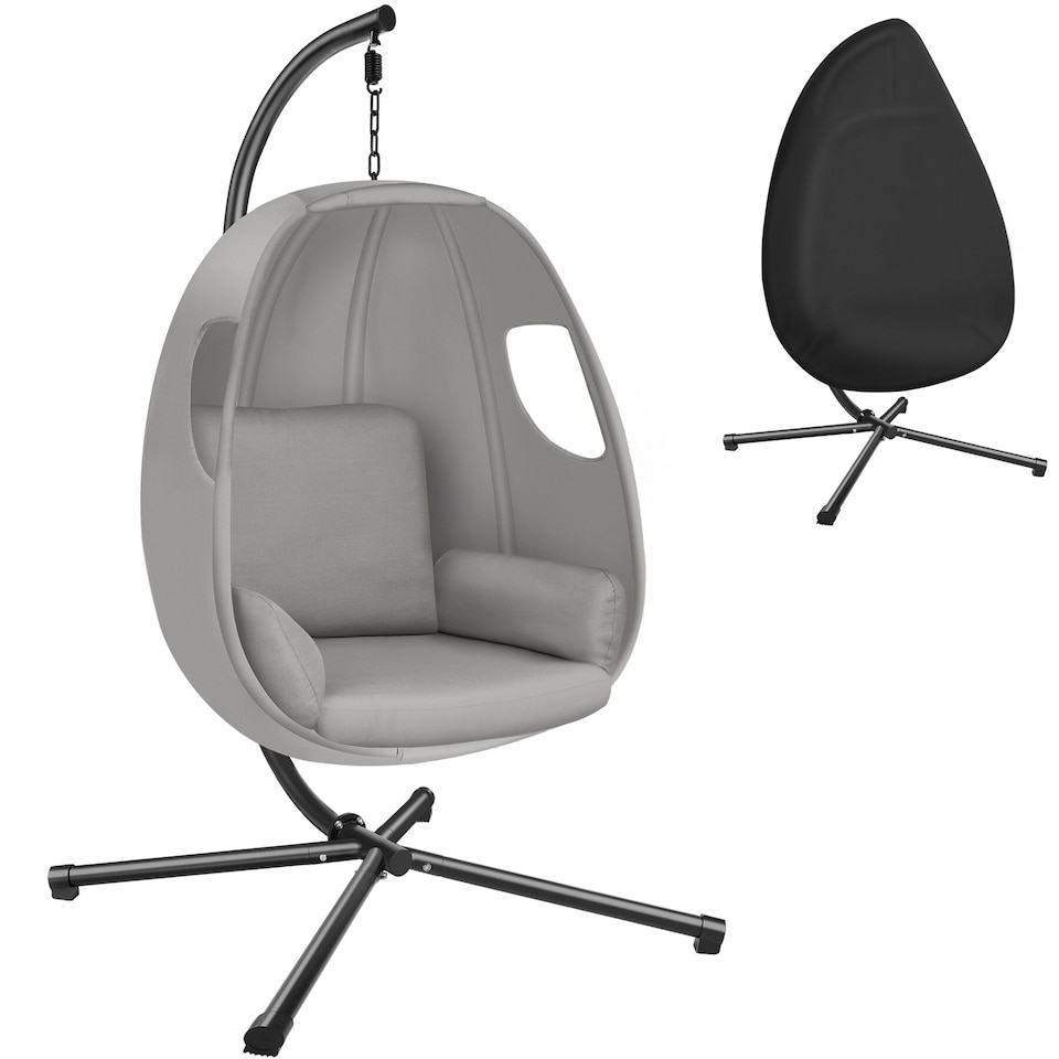 image 1 of Hanging Egg Chair Anika - with frame and extra thick seat cushion | Grey | light grey | One Size | 1