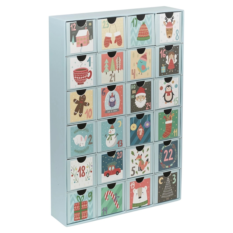 image 1 of 3D Christmas Advent Calendar Pull Out Cardboard Countdown Date Numbered Boxes