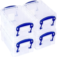 Really Useful Plastic Storage Box 0.75 Litre CLEAR Pack of 4