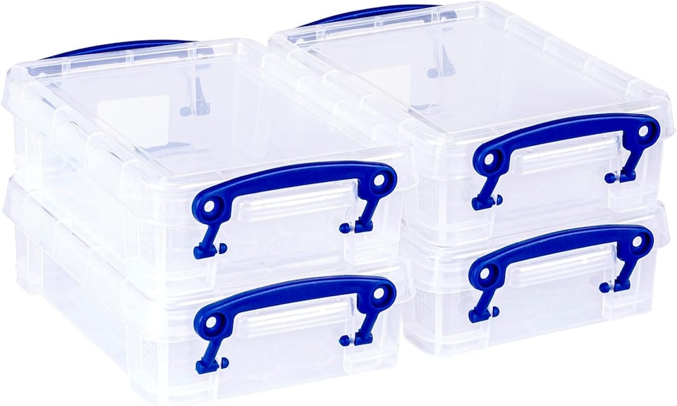 image 1 of Really Useful Plastic Storage Box 0.75 Litre CLEAR Pack of 4