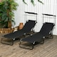 image 2 of Outsunny 2 Piece Folding Sun Loungers with Adjustable Backrest, Sunshade, Black