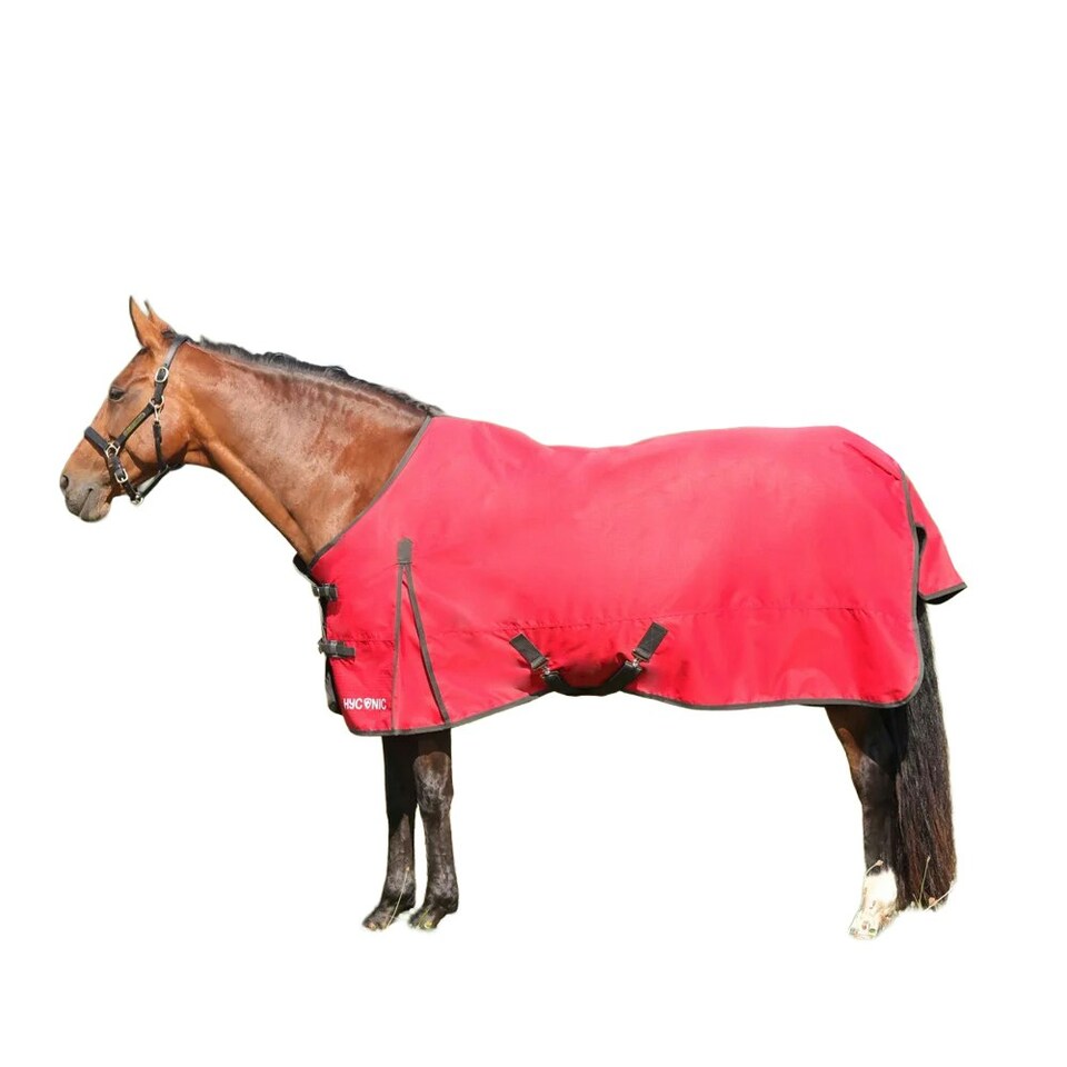 image 1 of HYCONIC Standard-Neck 100g Horse Turnout Rug - Red/Charcoal - 6´ 3"