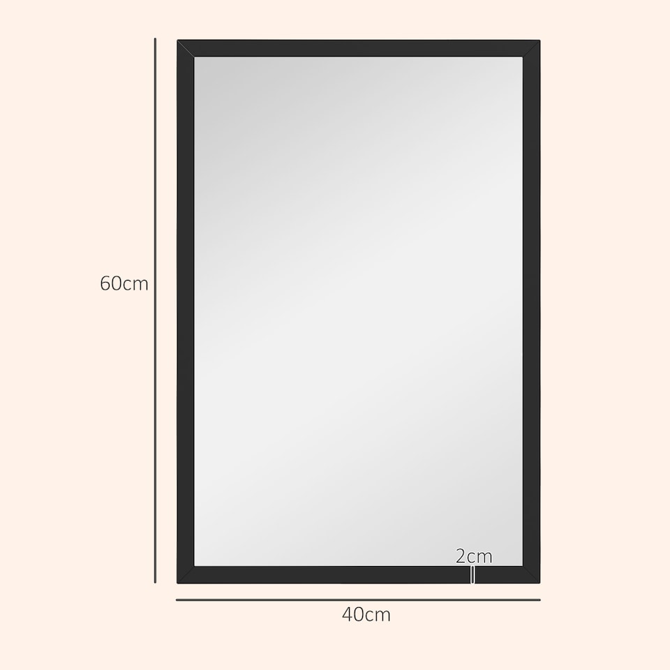 image 1 of HOMCOM 60x40cm Wall Bathroom Mirror for Home Decor, Vanity Mirror, Black