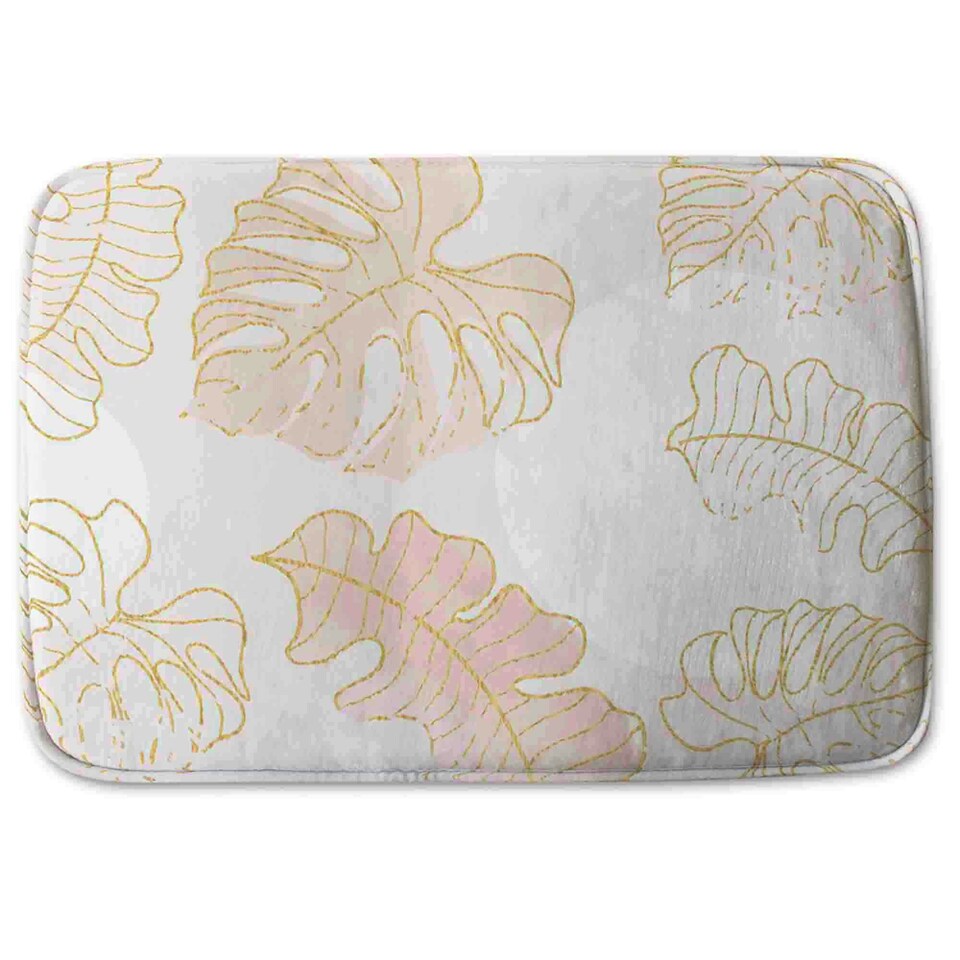 image 1 of Botanical Leaves Line Art & Watercolour Bathmat