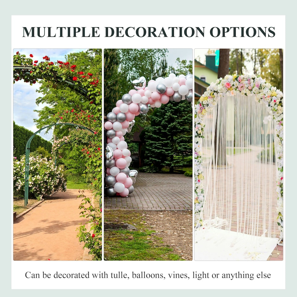 image 1 of Outsunny Garden Arbor Arch Metal Bench Loveseat Outdoor Decoration Patio